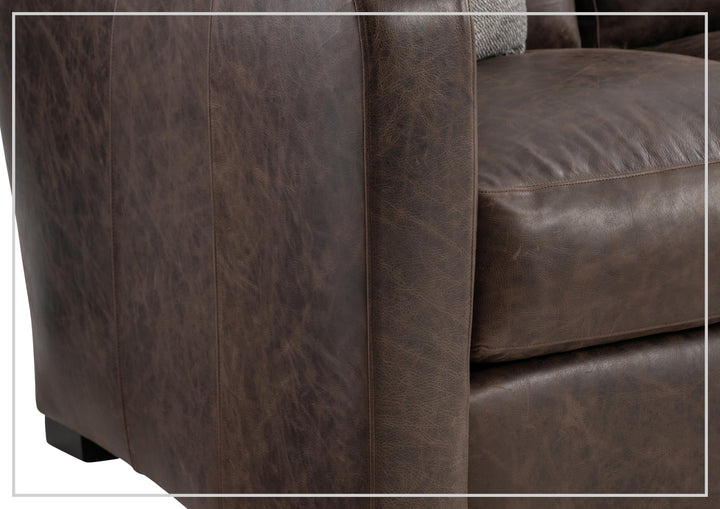Bernhardt Ventura Leather Sofa with Curved Track Arms