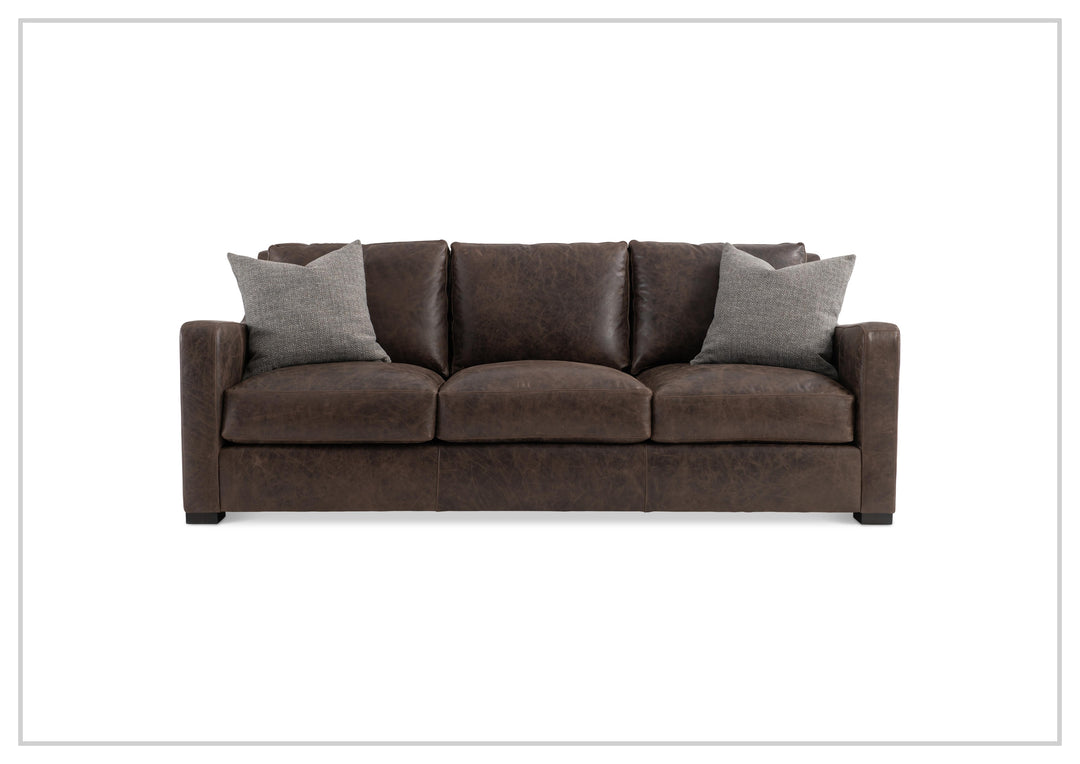 Bernhardt Ventura Leather Sofa with Curved Track Arms