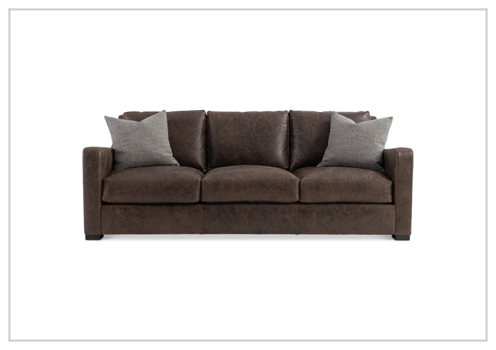 Bernhardt Ventura Leather Sofa with Curved Track Arms