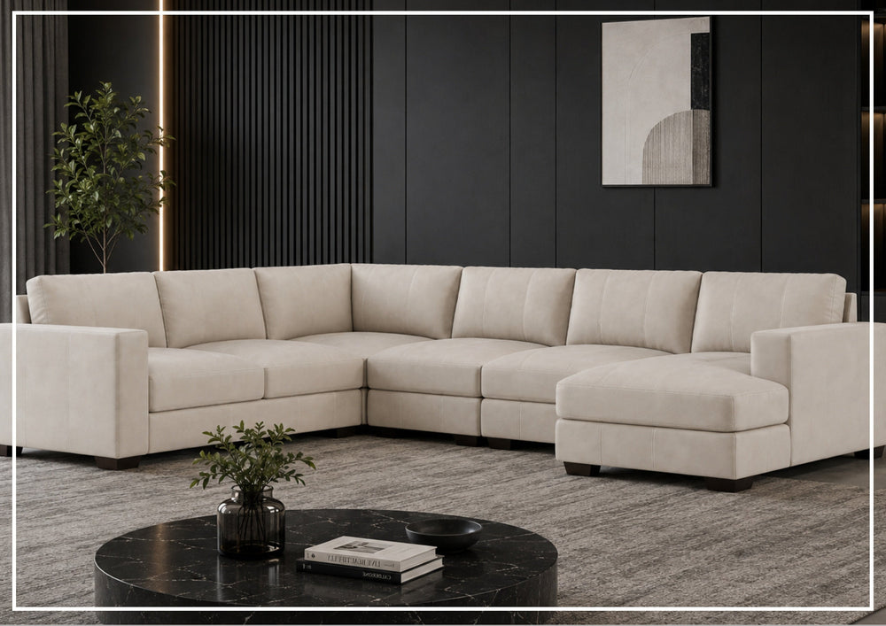 Bernhardt Dawkins Leather Sectional Sofa with Walnut Finish-Sofabed