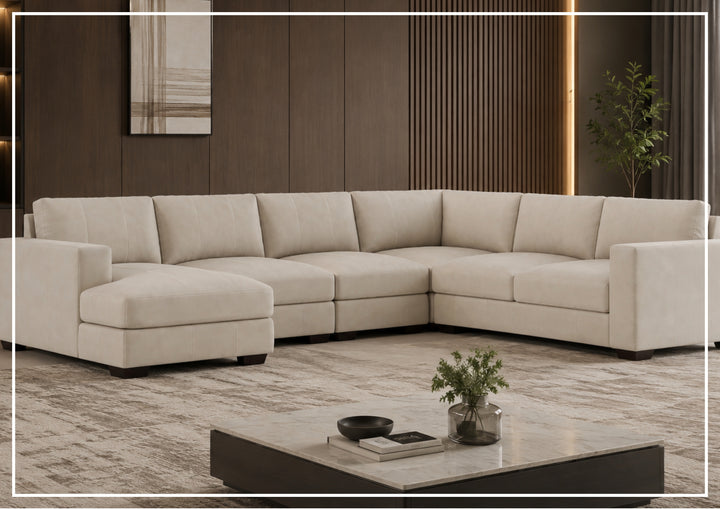 Bernhardt Dawkins Leather Sectional Sofa with Walnut Finish-Sofabed
