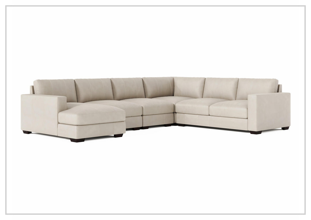 Bernhardt Dawkins Leather Sectional Sofa with Walnut Finish-Sofabed