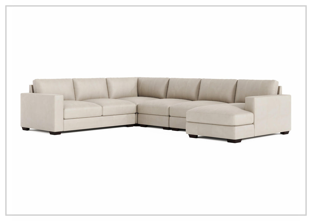 Bernhardt Dawkins Leather Sectional Sofa with Walnut Finish-Sofabed