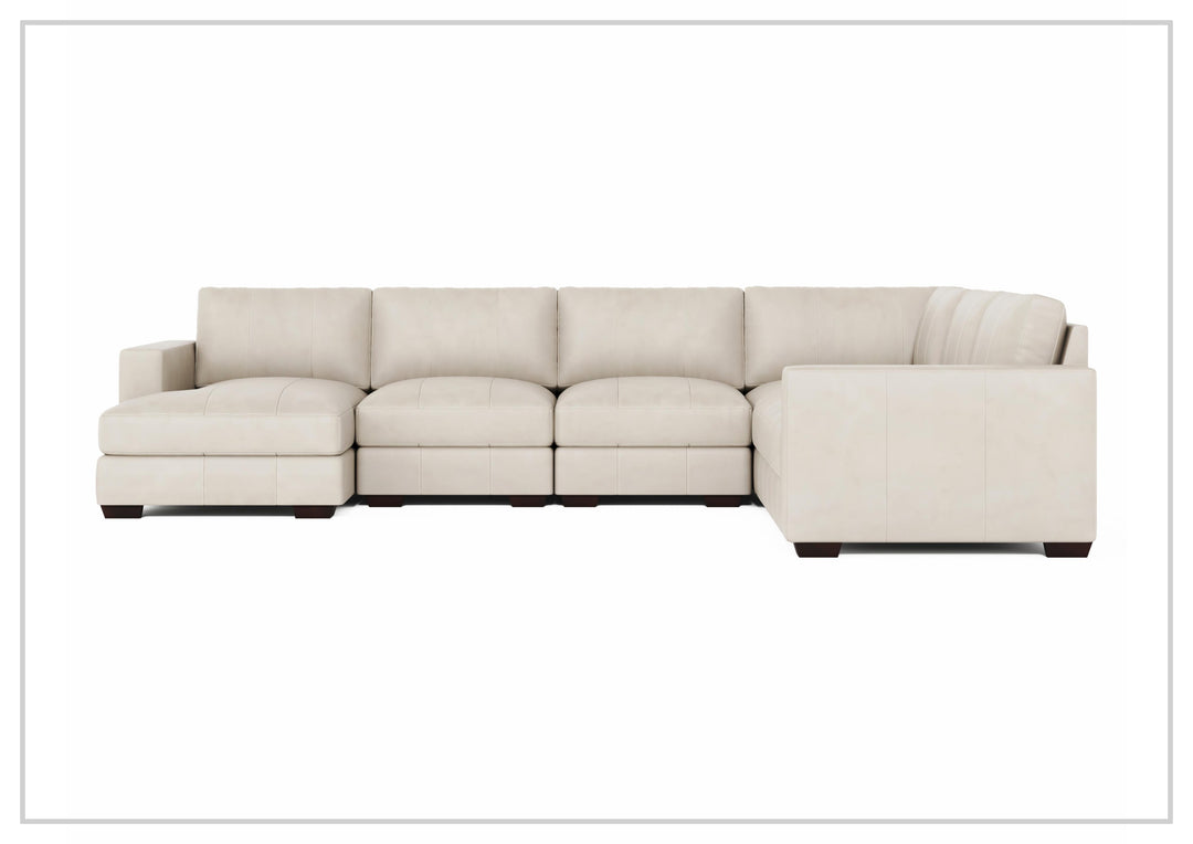 Bernhardt Dawkins Leather Sectional Sofa with Walnut Finish-Sofabed