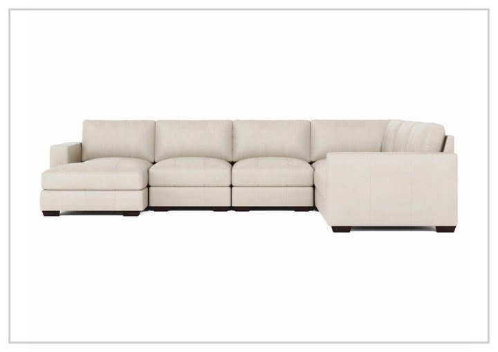 Bernhardt Dawkins Leather Sectional Sofa with Walnut Finish-Sofabed