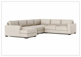 Bernhardt Dawkins Leather Sectional Sofa with Walnut Finish-Sofabed