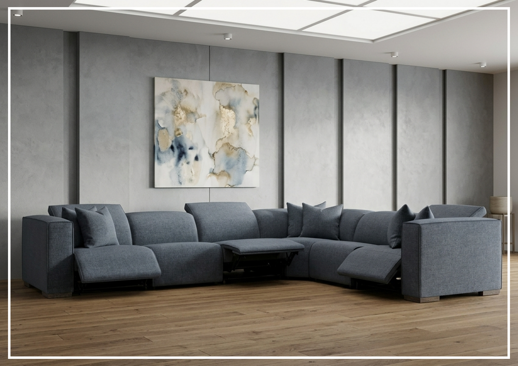 Bernhardt Bliss Fabric Power Motion Sectional With Accent Pillows