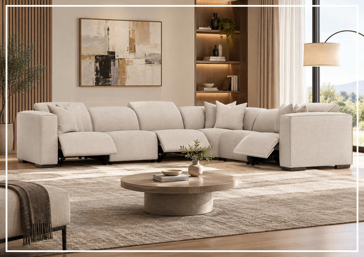 Bernhardt Bliss Fabric Power Motion Sectional With Accent Pillows
