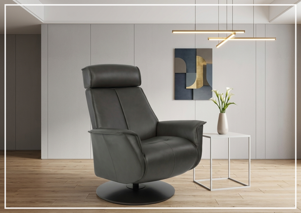 Fjords Bo Leather Power Recliner Chair with Swivel Glider Base-Sofa Bed
