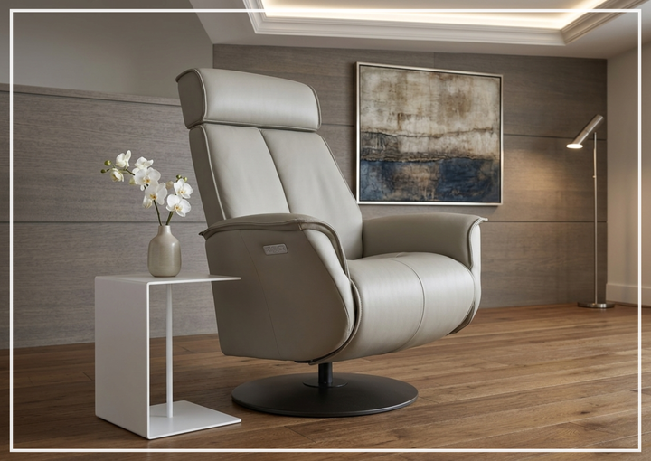 Fjords Bo Leather Power Recliner Chair with Swivel Glider Base-Sofa Bed