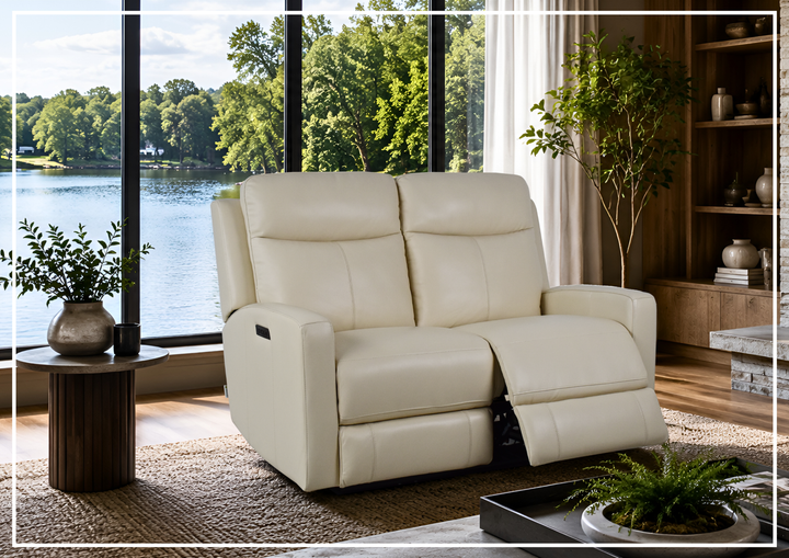 Klaussner Brento Leather Match Power Reclining Loveseat With USB Charging