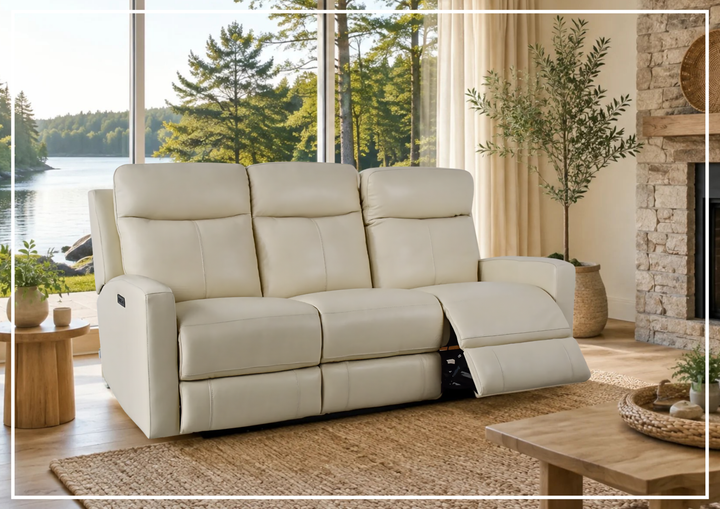 Klaussner Brento Leather Match Power Reclining Sofa With USB Charging