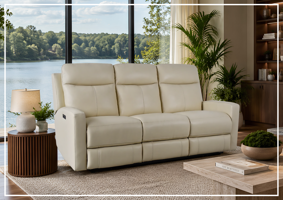 Klaussner Brento Leather Match Power Reclining Sofa With USB Charging