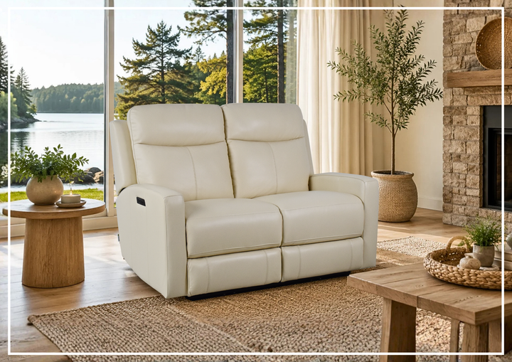 Klaussner Brento Leather Match Power Reclining Loveseat With USB Charging
