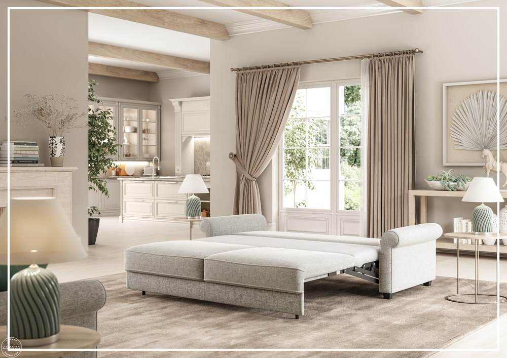 Casey Queen Sofa Sleeper in Walnut Leg Finish-SOFABED