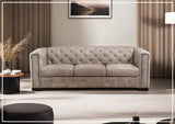 Callas 3-Seater Light Gray Leather Queen Sleeper Sofa