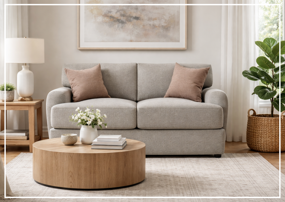 Bernhardt Cameron Fabric Loveseat With Oversized Roll Arms - SOFABED