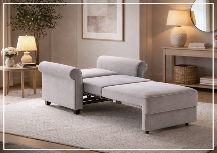 Luonto Casey Fabric Cot Sofa Sleeper in Walnut Leg Finish