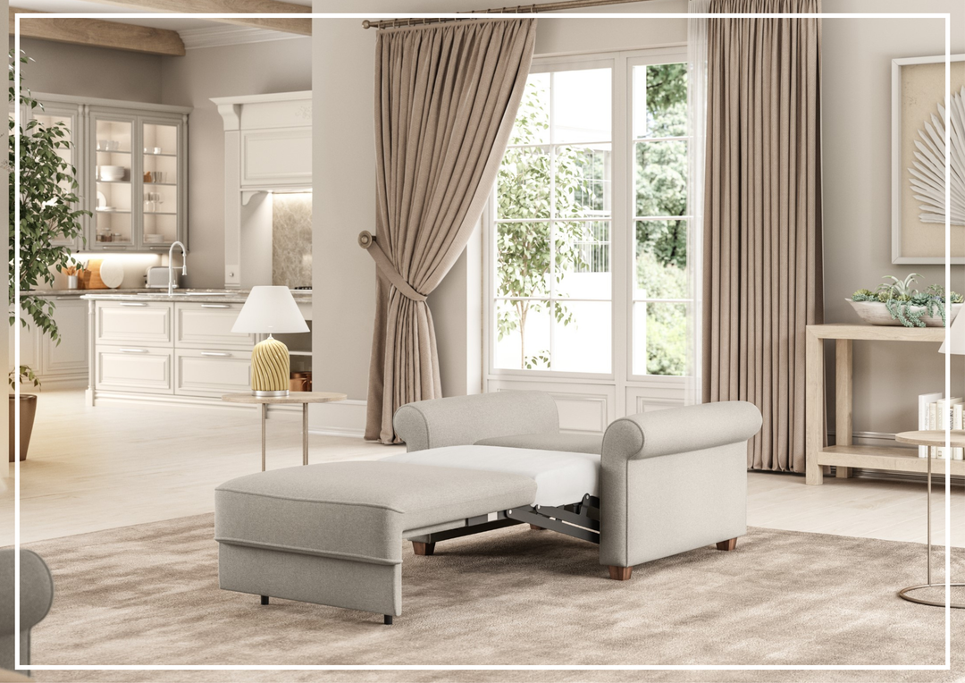 Luonto Casey Fabric Cot Sofa Sleeper in Walnut Leg Finish