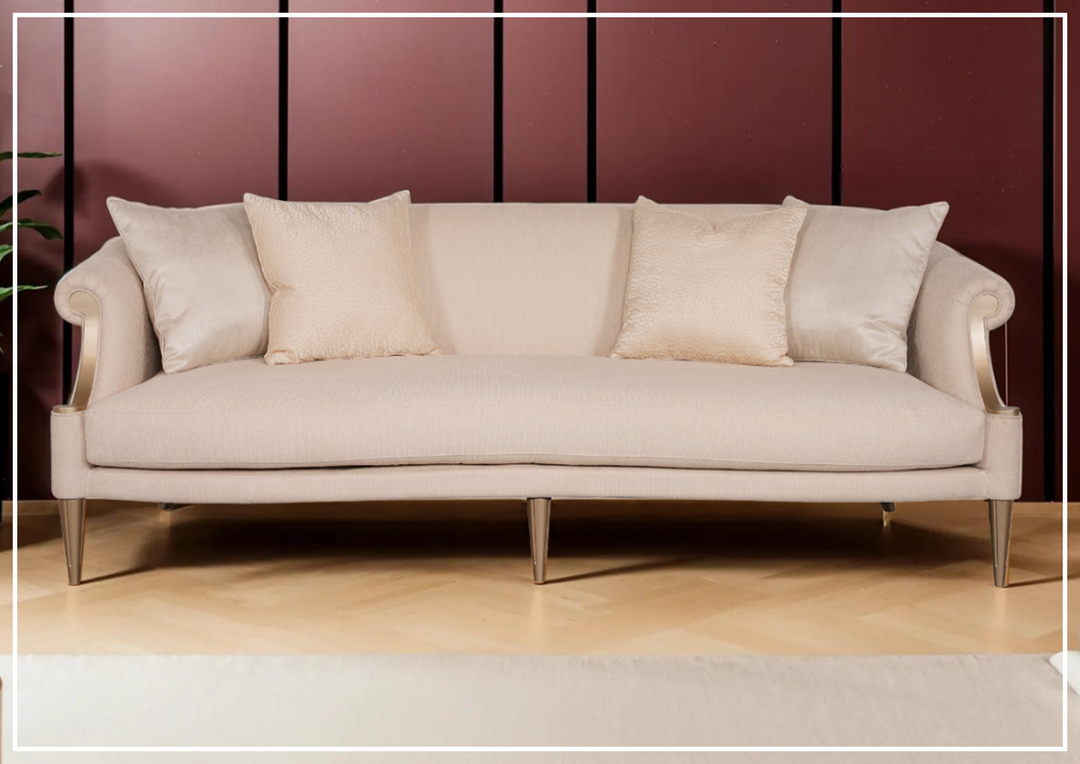 Klaussner Clarkson 3-Seater Beige Fabric Sofa with Rolled Arms