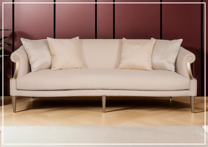 Klaussner Clarkson 3-Seater Beige Fabric Sofa with Rolled Arms