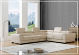 Gio Italia Colton L-Shaped Leather Sectional Sofa With Adjustable Headrest