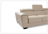 Gio Italia Colton L-Shaped Leather Sectional Sofa With Adjustable Headrest