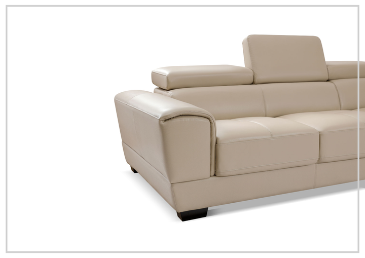 Gio Italia Colton L-Shaped Leather Sectional Sofa With Adjustable Headrest