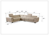 Gio Italia Colton L-Shaped Leather Sectional Sofa With Adjustable Headrest