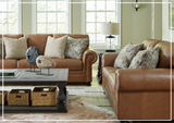 Crescentia Brown Leather 3-Seater Queen Sleeper Sofa
