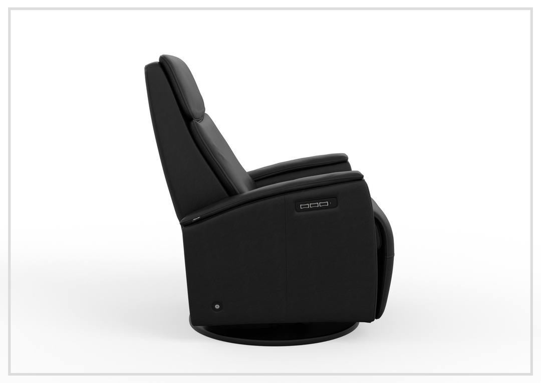 Fjords Crown Leather Swivel Glide Recliner Chair with Swing Base-Sofabed