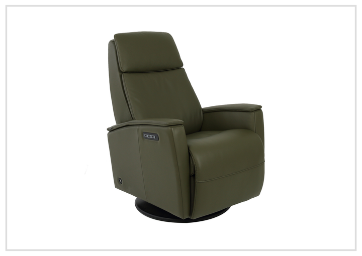Fjords Crown Leather Swivel Glide Recliner Chair with Swing Base-Sofabed