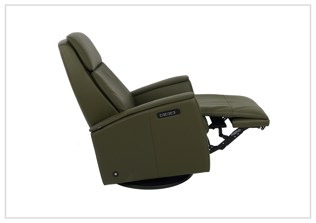 Fjords Crown Leather Swivel Glide Recliner Chair with Swing Base-Sofabed