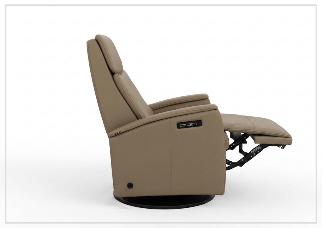Fjords Crown Leather Swivel Glide Recliner Chair with Swing Base-Sofabed