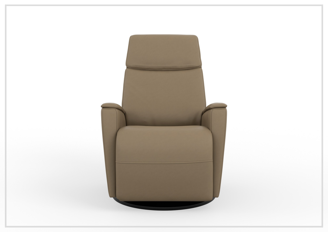 Fjords Crown Leather Swivel Glide Recliner Chair with Swing Base-Sofabed