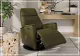 Fjords Crown Leather Swivel Glide Recliner Chair with Swing Base-Sofabed