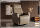Fjords Crown Leather Swivel Glide Recliner Chair with Swing Base-Sofabed