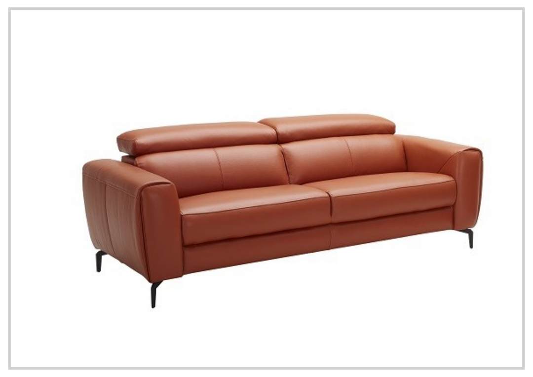 Cumin Stationary Leather Sofa With Adjustable Headrest-Sofabed