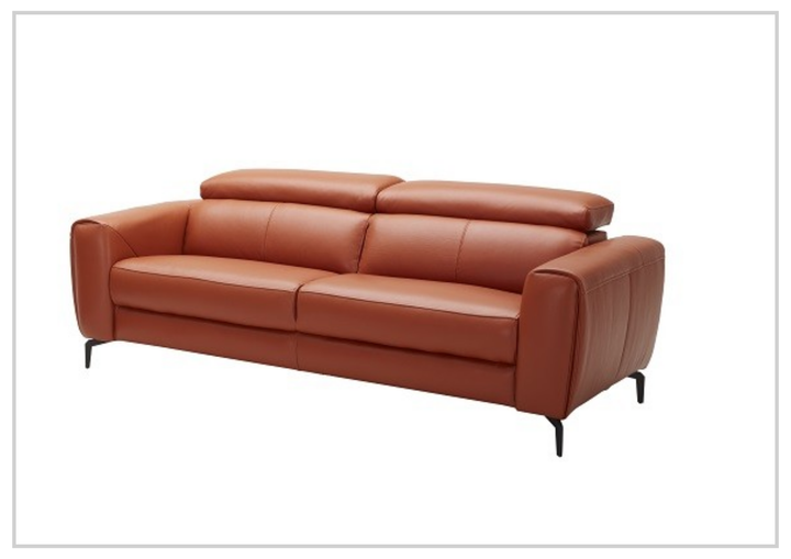 Cumin Stationary Leather Sofa With Adjustable Headrest-Sofabed