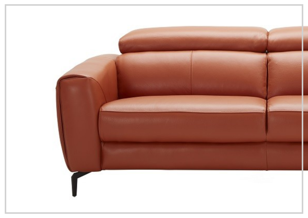 Cumin Stationary Leather Sofa With Adjustable Headrest
