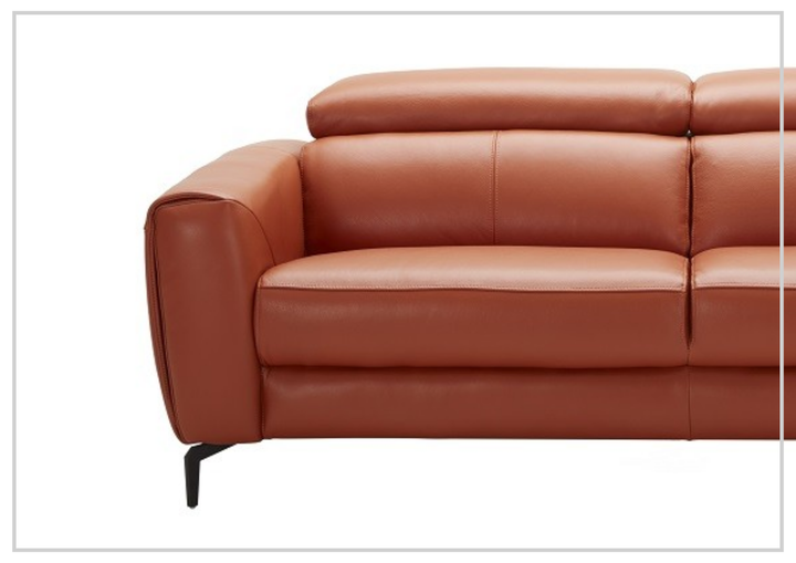 Cumin Stationary Leather Sofa With Adjustable Headrest