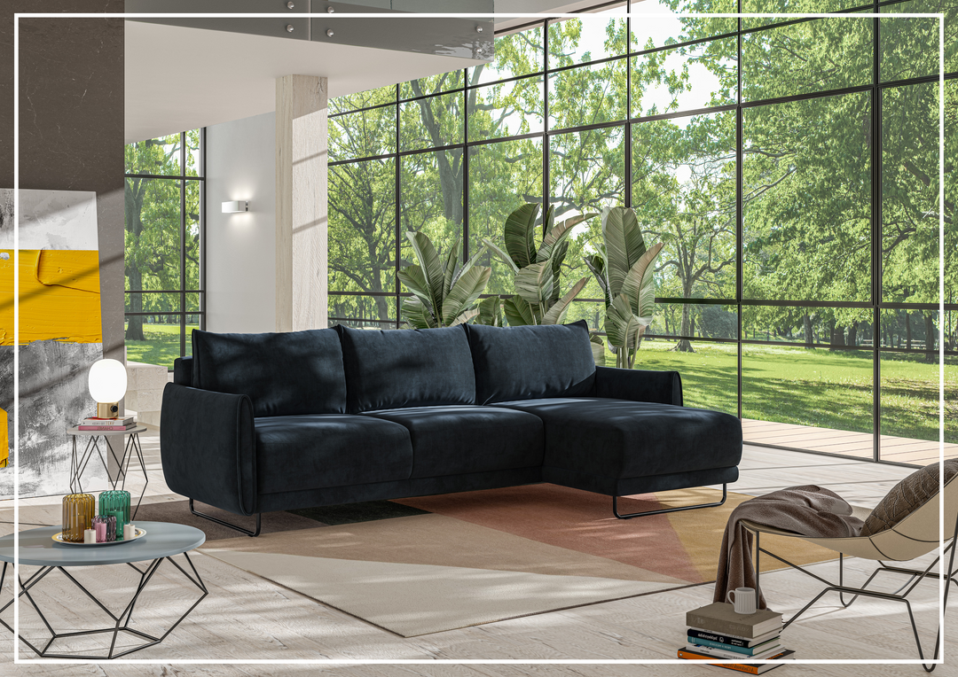 Dolphin Sectional Sofa Sleeper With Reversible Chaise and Storage