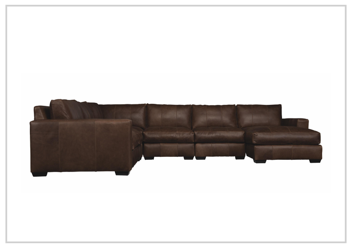 Bernhardt Dawkins Leather Sectional Sofa with Walnut Finish