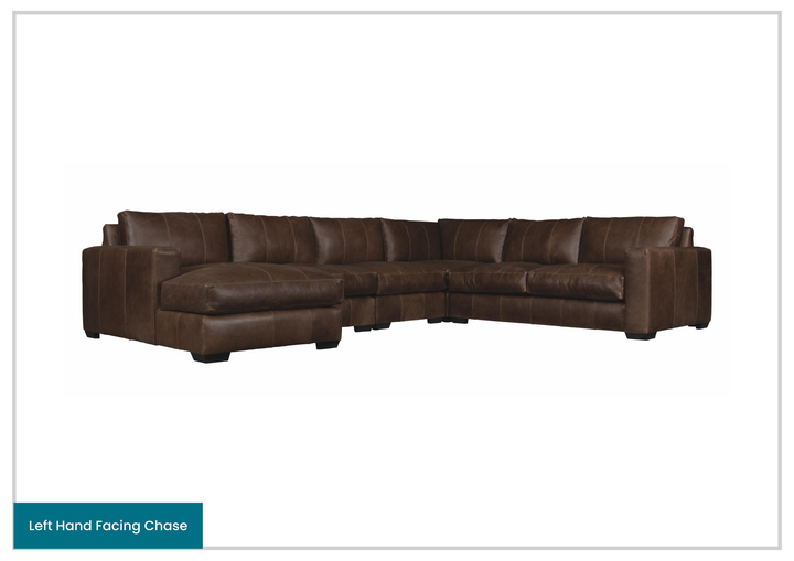 Bernhardt Dawkins Leather Sectional Sofa with Walnut Finish