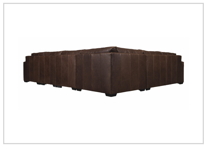 Bernhardt Dawkins Leather Sectional Sofa with Walnut Finish