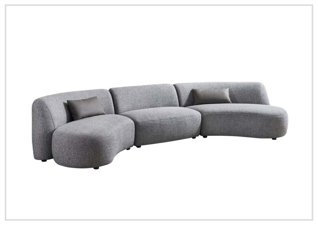 Gio Italia Dovelle Curved Sectional Sofa With Premium Textured Fabric