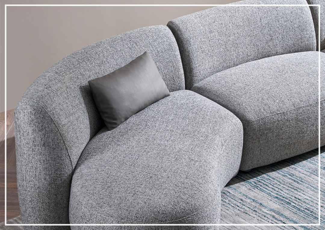 Gio Italia Dovelle Curved Sectional Sofa With Premium Textured Fabric