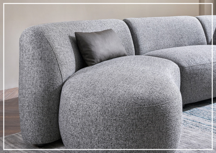 Gio Italia Dovelle Curved Sectional Sofa With Premium Textured Fabric
