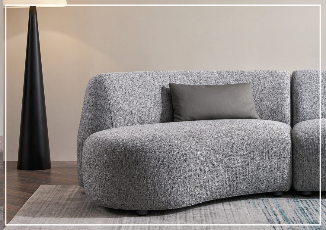 Gio Italia Dovelle Curved Sectional Sofa With Premium Textured Fabric
