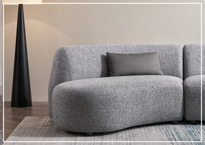 Gio Italia Dovelle Curved Sectional Sofa With Premium Textured Fabric